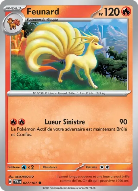 Carte Pokémon Feunard 027/167, extension Mascarade Crépusculaire