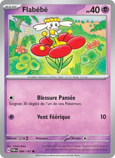 Carte Pokémon Flabébé 086/167, extension Mascarade Crépusculaire