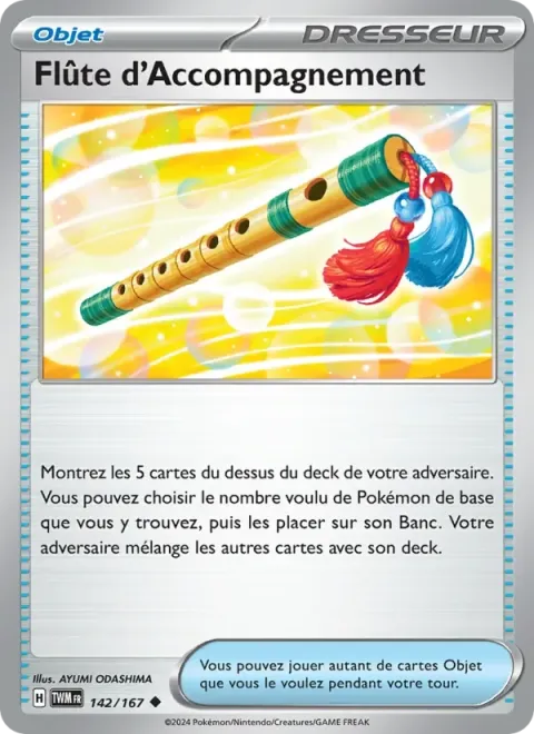 Carte Pokémon Flûte d’Accompagnement 142/167, extension Mascarade Crépusculaire