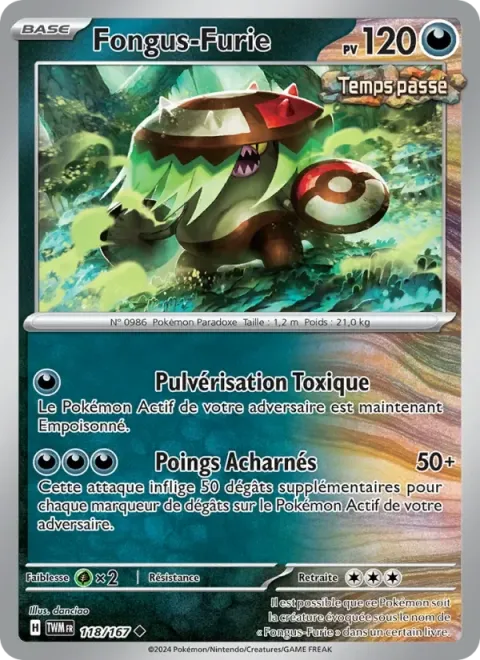 Carte Pokémon Fongus-Furie 118/167, extension Mascarade Crépusculaire