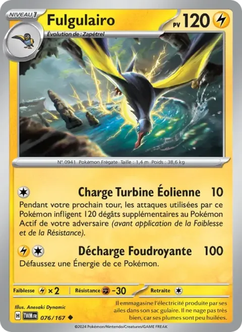 Carte Pokémon Fulgulairo 076/167, extension Mascarade Crépusculaire