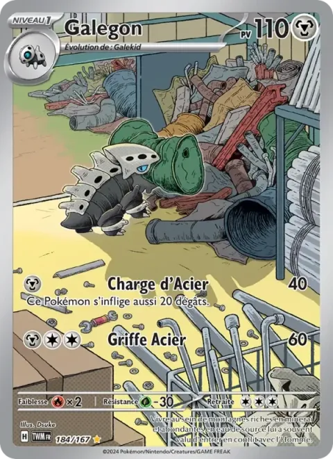 Carte Pokémon Galegon 184/167, extension Mascarade Crépusculaire