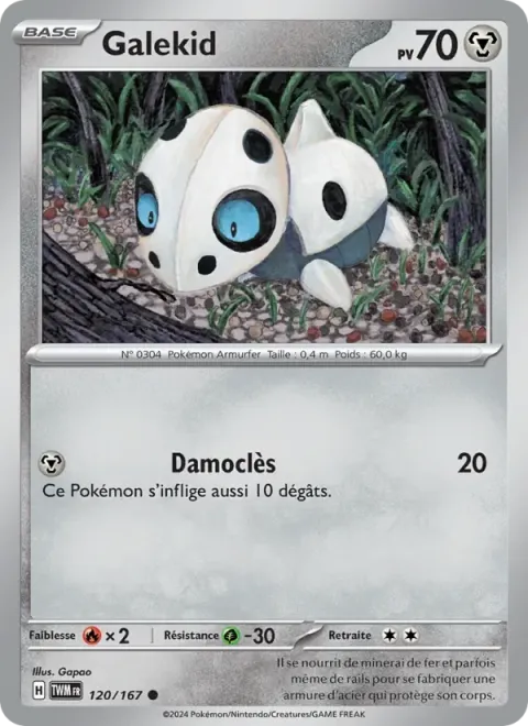 Carte Pokémon Galekid 120/167, extension Mascarade Crépusculaire