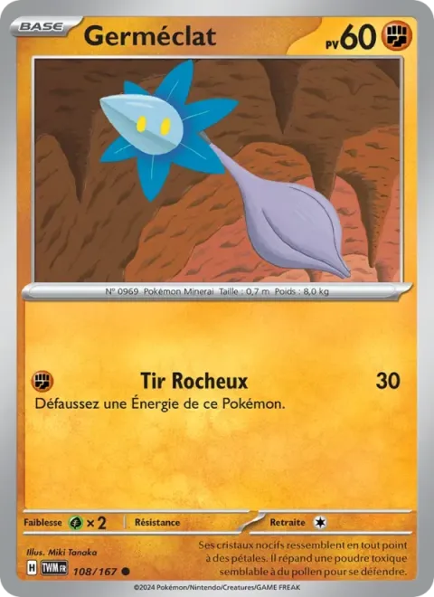 Carte Pokémon Germéclat 108/167, extension Mascarade Crépusculaire