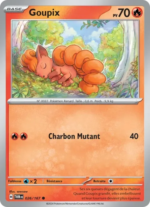 Carte Pokémon Goupix 026/167, extension Mascarade Crépusculaire