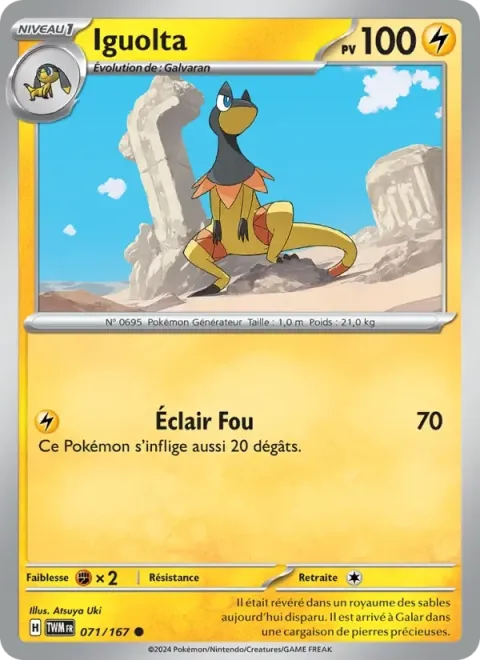 Carte Pokémon Iguolta 071/167, extension Mascarade Crépusculaire