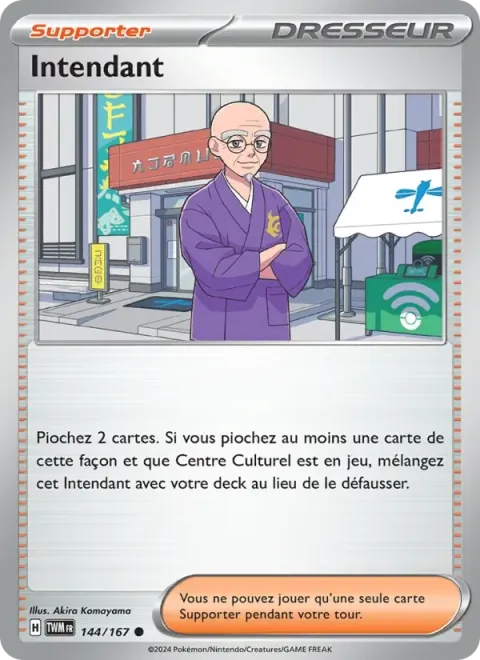 Carte Pokémon Intendant 144/167, extension Mascarade Crépusculaire