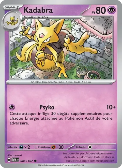 Carte Pokémon Kadabra 081/167, extension Mascarade Crépusculaire