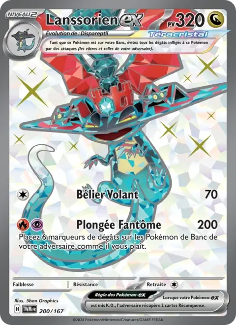 Carte Pokémon Lanssorien-ex 200/167, extension Mascarade Crépusculaire