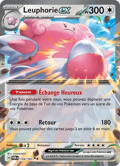 Carte Pokémon Leuphorie-ex 134/167, extension Mascarade Crépusculaire