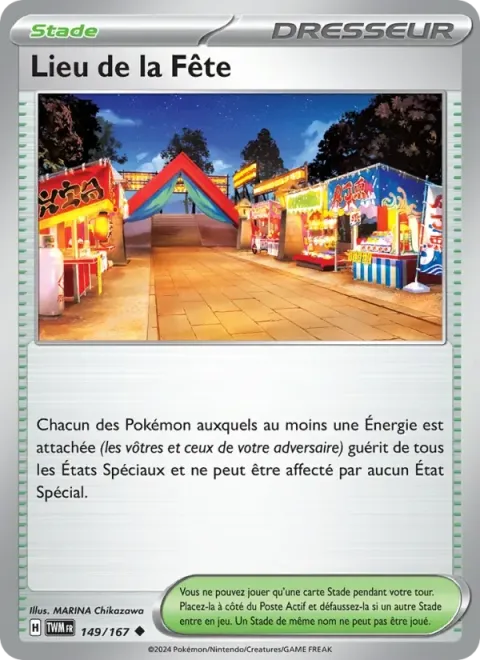 Carte Pokémon Lieu de la Fête 149/167, extension Mascarade Crépusculaire