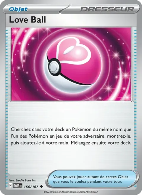 Carte Pokémon Love Ball 156/167, extension Mascarade Crépusculaire