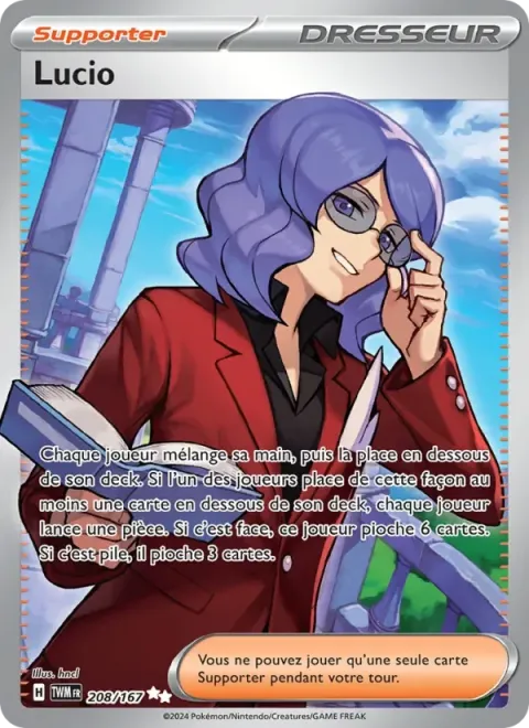 Carte Pokémon Lucio 208/167, extension Mascarade Crépusculaire