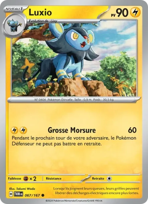Carte Pokémon Luxio 067/167, extension Mascarade Crépusculaire