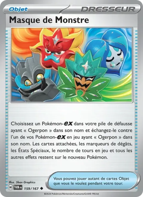 Carte Pokémon Masque de Monstre 159/167, extension Mascarade Crépusculaire