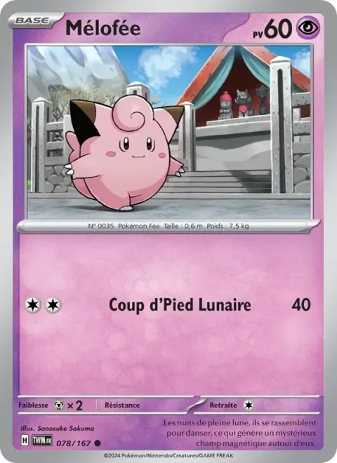 Carte Pokémon Mélofée 078/167, extension Mascarade Crépusculaire
