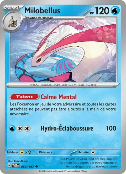 Carte Pokémon Milobellus 050/167, extension Mascarade Crépusculaire