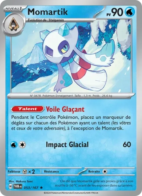 Carte Pokémon Momartik 053/167, extension Mascarade Crépusculaire