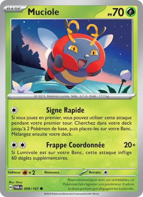 Carte Pokémon Muciole 009/167, extension Mascarade Crépusculaire