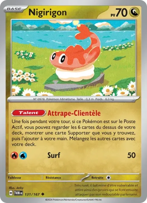Carte Pokémon Nigirigon 131/167, extension Mascarade Crépusculaire