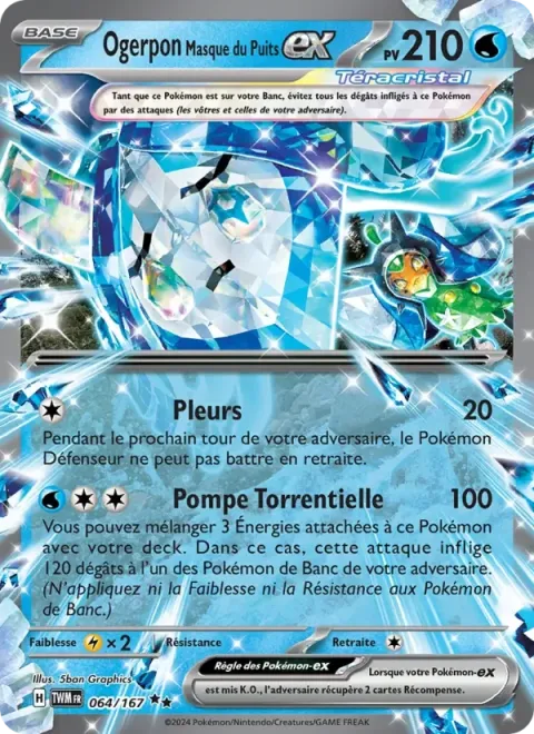 Carte Pokémon Ogerpon Masque du Puits-ex 064/167, extension Mascarade Crépusculaire