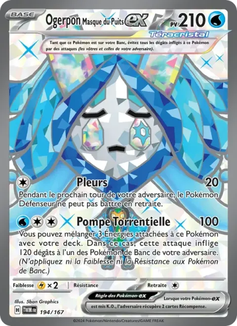 Carte Pokémon Ogerpon Masque du Puits-ex 194/167, extension Mascarade Crépusculaire