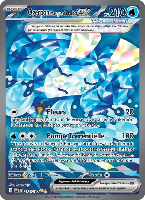 Carte Pokémon Ogerpon Masque du Puits-ex 213/167, extension Mascarade Crépusculaire