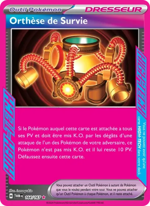 Carte Pokémon Orthèse de Survie 164/167, extension Mascarade Crépusculaire