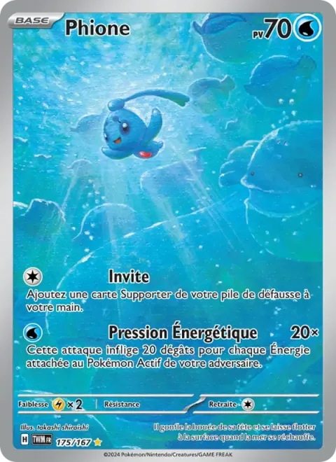 Carte Pokémon Phione 175/167, extension Mascarade Crépusculaire