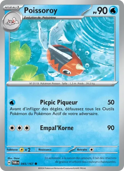 Carte Pokémon Poissoroy 045/167, extension Mascarade Crépusculaire