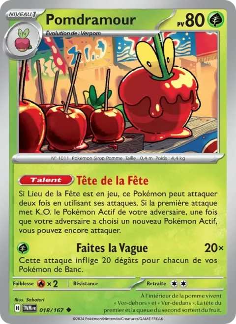 Carte Pokémon Pomdramour 018/167, extension Mascarade Crépusculaire