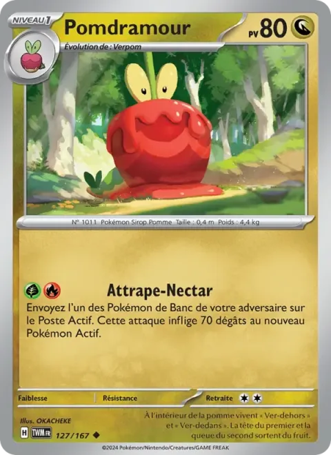 Carte Pokémon Pomdramour 127/167, extension Mascarade Crépusculaire