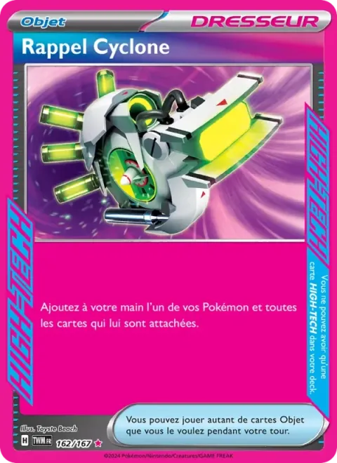 Carte Pokémon Rappel Cyclone 162/167, extension Mascarade Crépusculaire