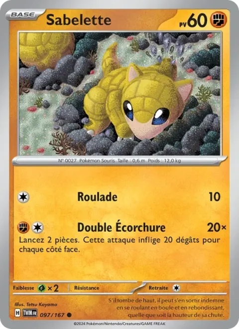 Carte Pokémon Sabelette 097/167, extension Mascarade Crépusculaire