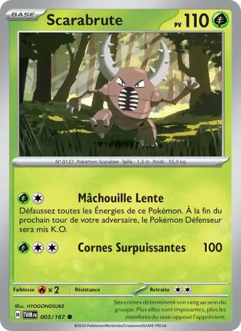 Carte Pokémon Scarabrute 003/167, extension Mascarade Crépusculaire
