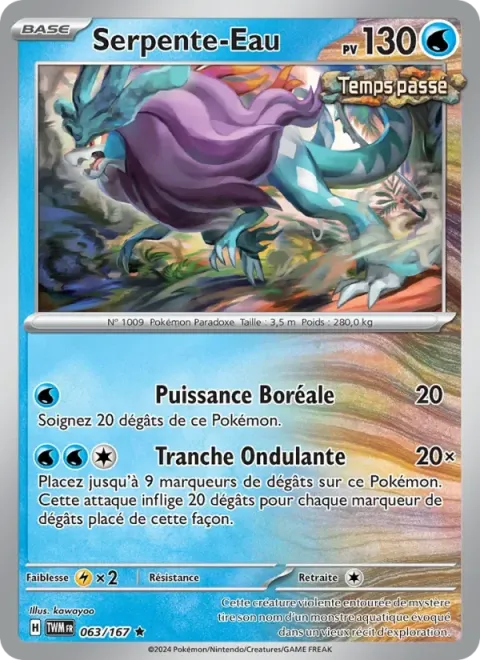 Carte Pokémon Serpente-Eau 063/167, extension Mascarade Crépusculaire