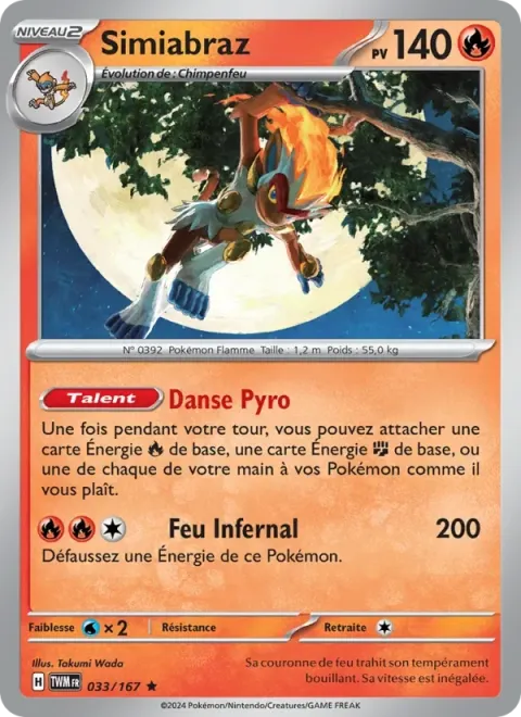 Carte Pokémon Simiabraz 033/167, extension Mascarade Crépusculaire