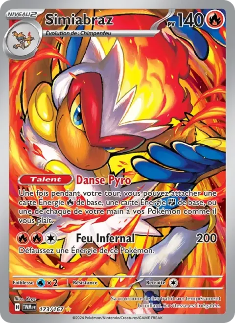 Carte Pokémon Simiabraz 173/167, extension Mascarade Crépusculaire