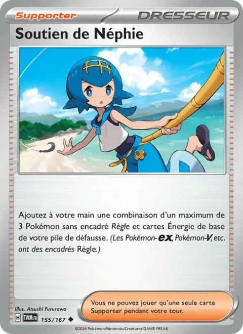 Carte Pokémon Soutien de Néphie 155/167, extension Mascarade Crépusculaire