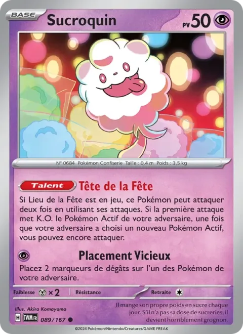 Carte Pokémon Sucroquin 089/167, extension Mascarade Crépusculaire