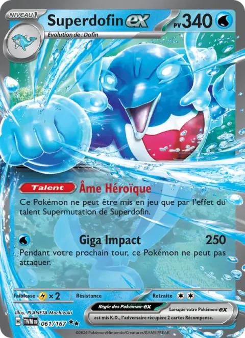 Carte Pokémon Superdofin-ex 061/167, extension Mascarade Crépusculaire