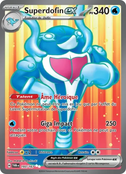 Carte Pokémon Superdofin-ex 193/167, extension Mascarade Crépusculaire