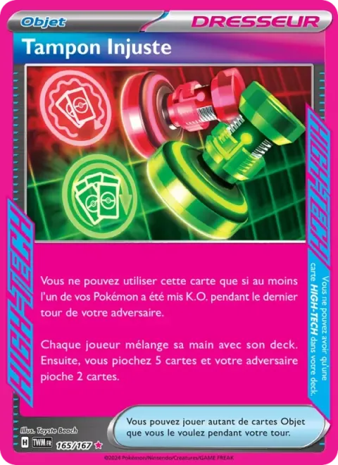 Carte Pokémon Tampon Injuste 165/167, extension Mascarade Crépusculaire