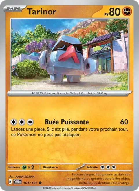 Carte Pokémon Tarinor 101/167, extension Mascarade Crépusculaire