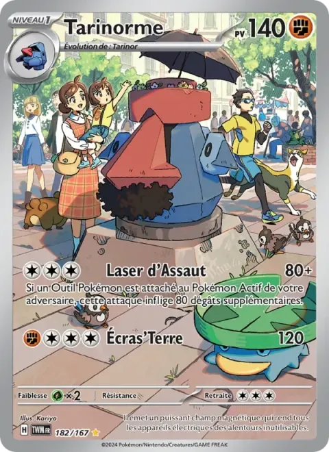 Carte Pokémon Tarinorme 182/167, extension Mascarade Crépusculaire