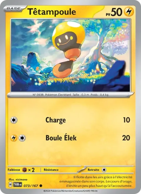 Carte Pokémon Têtampoule 073/167, extension Mascarade Crépusculaire