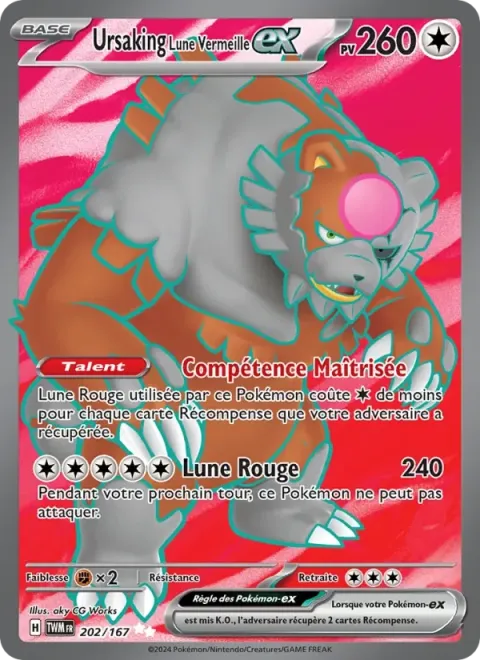 Carte Pokémon Ursaking Lune Vermeille-ex 202/167, extension Mascarade Crépusculaire