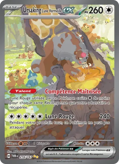 Carte Pokémon Ursaking Lune Vermeille-ex 216/167, extension Mascarade Crépusculaire