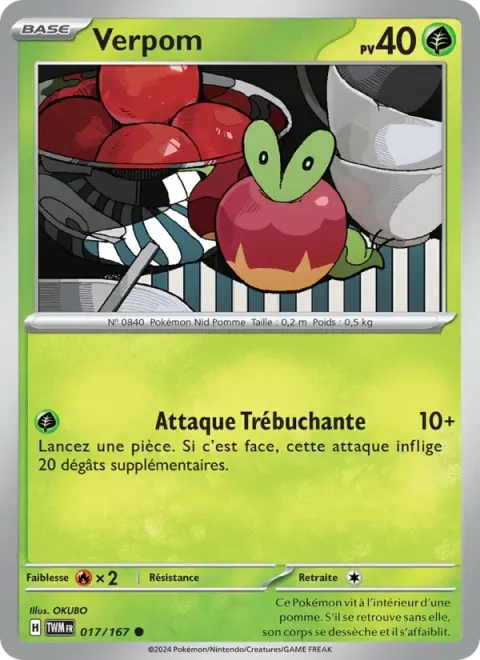 Carte Pokémon Verpom 017/167, extension Mascarade Crépusculaire