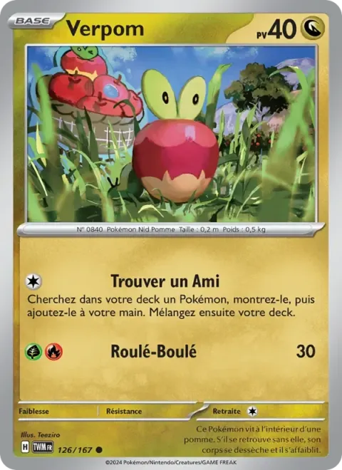 Carte Pokémon Verpom 126/167, extension Mascarade Crépusculaire